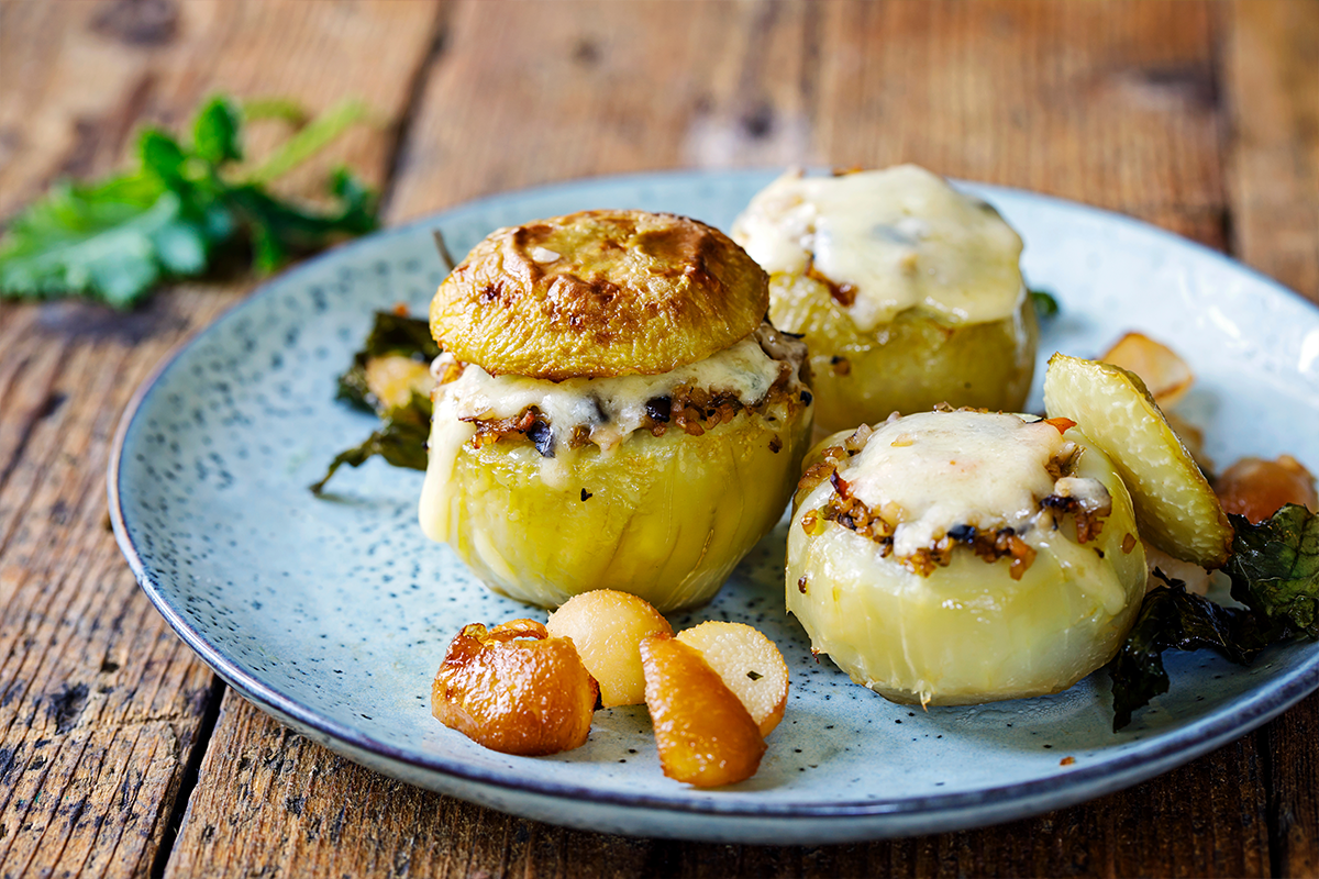 Stuffed Kohlrabi with Lemon-Tarragon Sauce