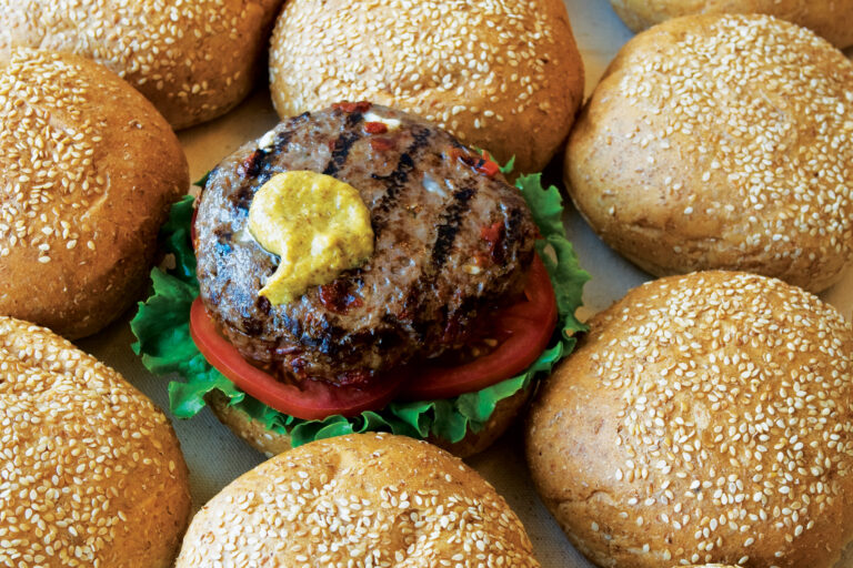 Beef Burgers with Gorgonzola Cheese and Sun-Dried Tomatoes