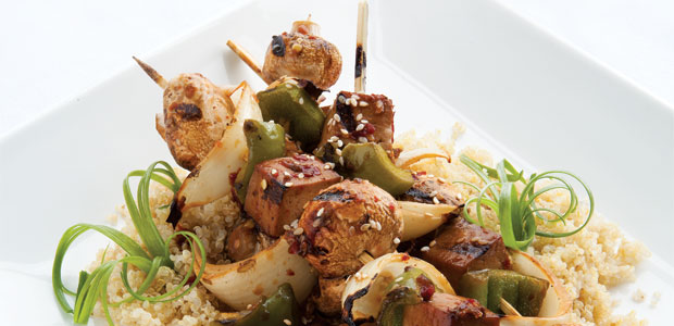 Korean Barbecued Tofu and Vegetable Kebabs