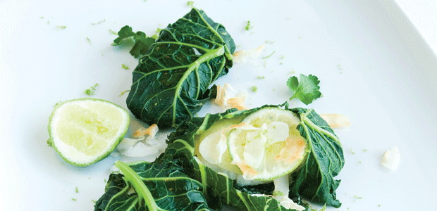 Malaysian White Fish Wrapped in Collard Leaves
