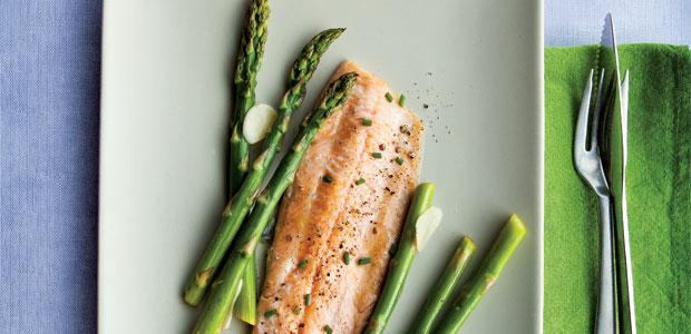 Honey-Cardamom Glazed Trout with Asparagus