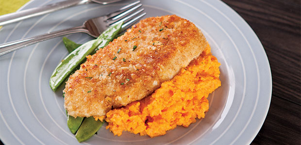 Crispy Macadamia and Banana Crusted Halibut