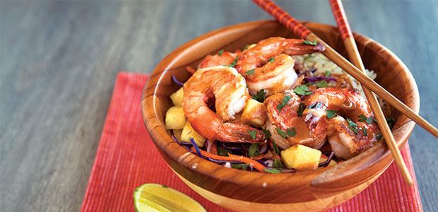 Shrimp Rice Bowl with Nut Sauce