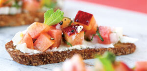 Goat Cheese Crostini with Gingery Nectarine Salsa