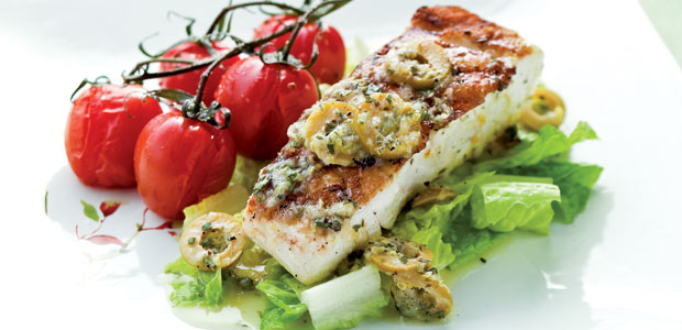 Grilled Fish with Lemon, Oregano and Olives