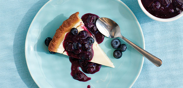 Lemon Greek Yogurt Pie with Blueberry Compote