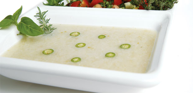 Creamy White Bean Soup Seasoned with Green Chillies