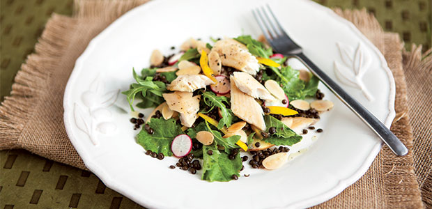 Smoked Trout and Almond Salad with Walnut Vinaigrette
