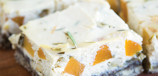 Rosemary Butternut Squash Tofu Quiche Squares