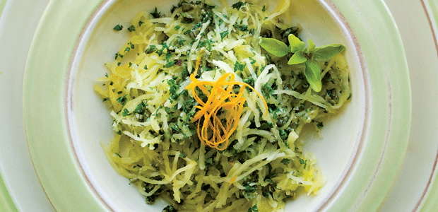Spaghetti Squash with Pumpkin Seed Pesto