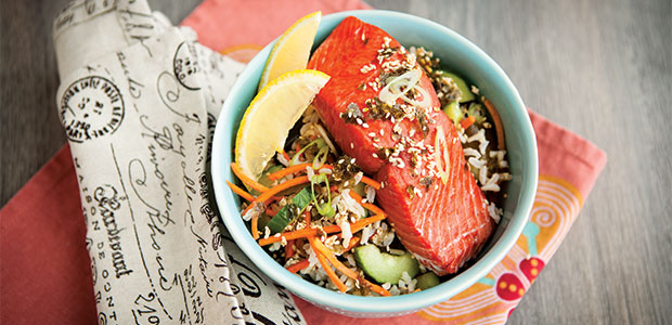 Nori Salmon with Seaweed Rice Salad