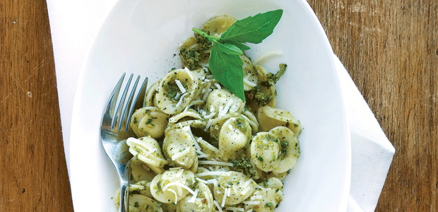 Orecchiette with Pesto and Fiddleheads
