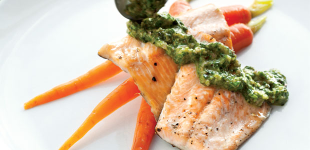 Rainbow Trout with Micro Green Sauce