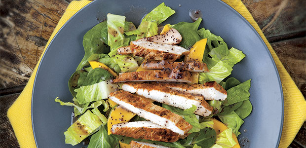 Turkey Mango Salad with Raspberry Poppy Seed Vinaigrette