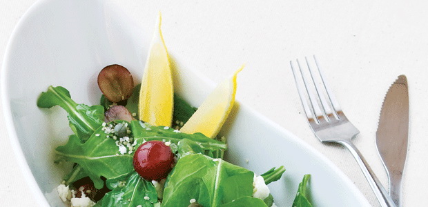 Rocket Greens, Grapes, Goat Cheese and Hemp Hearts