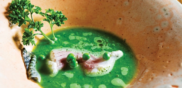 Garden Pea Soup with Steamed Whitefish