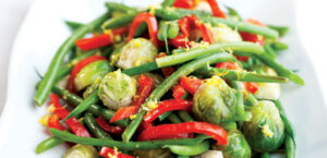 Brussels Sprouts, Beans, and Red Pepper
