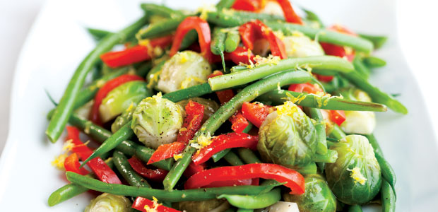 Brussels Sprouts, Beans, and Red Pepper