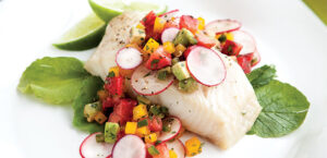 Sablefish with Strawberry Radish Salsa