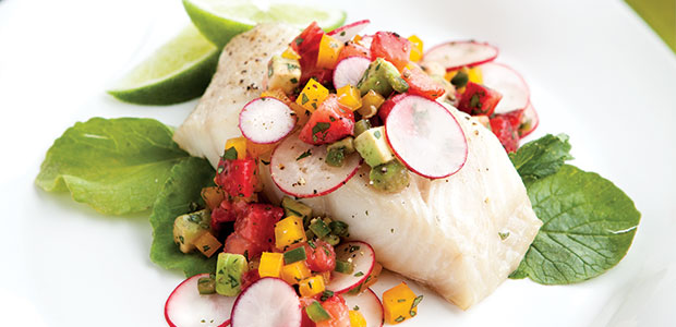 Sablefish with Strawberry Radish Salsa