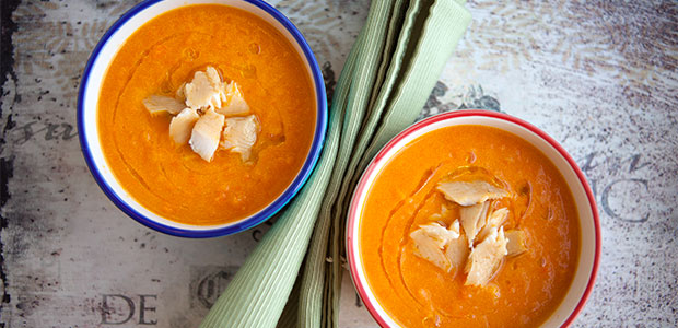 Honeyed Carrot Soup with Smoked Trout