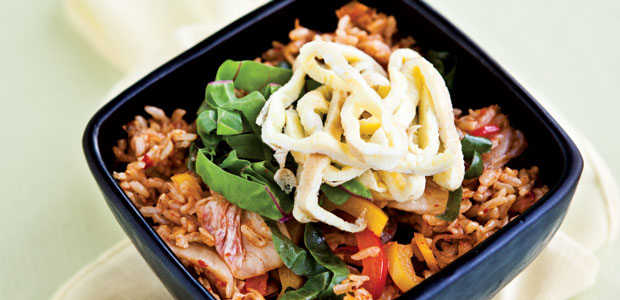 Spicy Fried Rice with Kimchi and Eggs