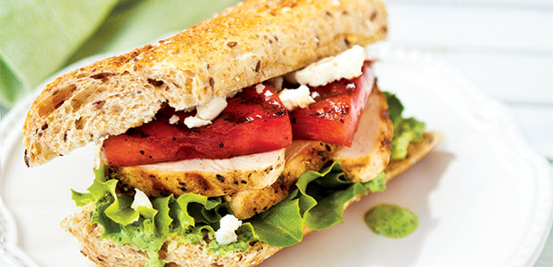Grilled Chicken and Watermelon Sandwich
