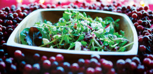Fresh Baby Greens with Pea Shoots and Almonds in Raspberry Vinaigrette
