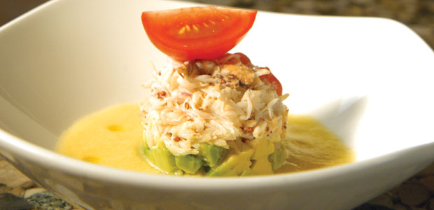 Chilled Heirloom Tomato Soup with Dungeness Crab and Avocado
