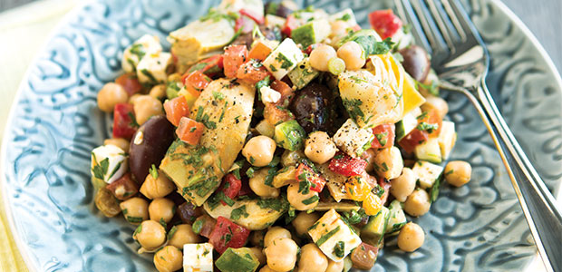 Mediterranean Chickpeas with Smoky Tahini Dressing