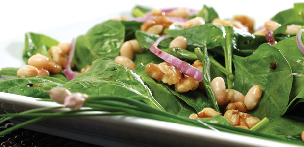 Baby Spinach and Navy Bean Salad with Classic Balsamic Dressing