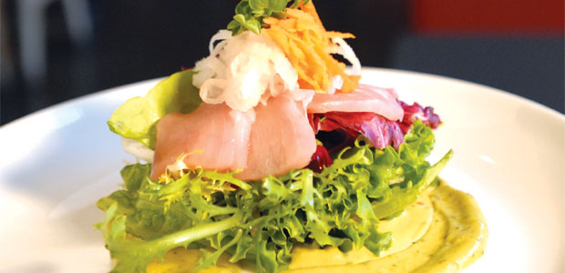 Smoked Albacore Tuna with Organic Winter Salad Greens and Wasabi Aioli