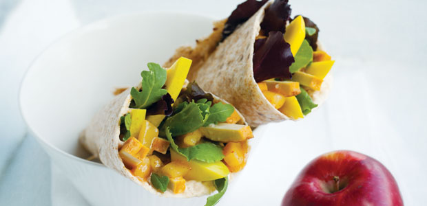 Smoked Tofu and Fruit Wraps with Chipotle Cream