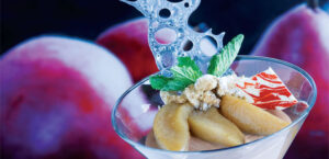 Roasted Pears with Chocolate Chantilly Cream