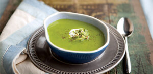 Creamy Minted Pea Soup with Crème Fraîche