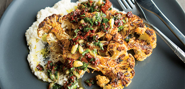 Cauliflower Steaks with Tomato Herb Relish