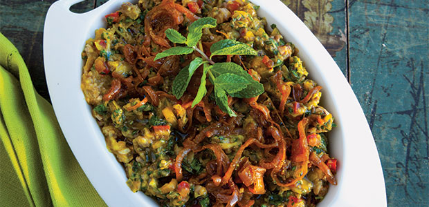 Persian Eggplant and Herb Salad with Caramelized Onions