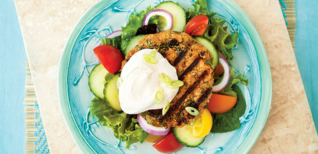 Quinoa Kale Burgers with Chipotle Yoghurt Sauce