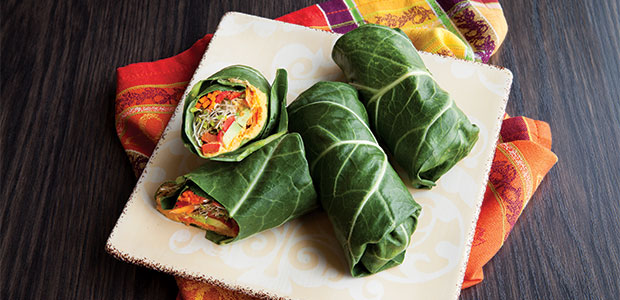 Sweet Potato Hummus Collard Wraps