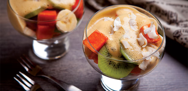 Sparkling Zabaglione with Winter Tropical Fruits