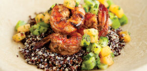 Jerk Shrimp with Melon and Kiwi Salsa