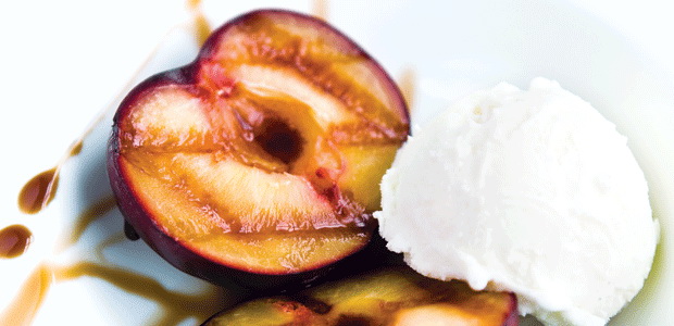 Pomegranate Glazed Grilled Plums