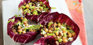 Chickpea Radicchio Wraps with Arugula Oil