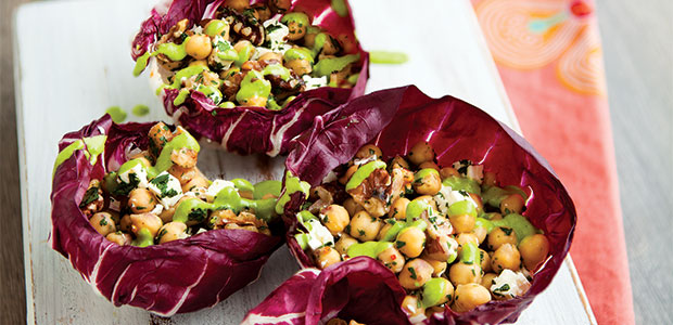Chickpea Radicchio Wraps with Arugula Oil