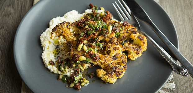 Meatless Monday: Cauliflower Steaks with Tomato Herb Relish