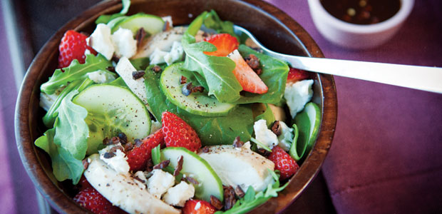 Greens and Strawberry Salad with Chocolate Vinaigrette