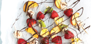 Fruit Skewers with Chocolate Drizzle