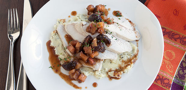 Turkey with Apple Fig Chutney and Parsnip Purée