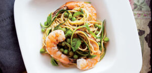 Lemon Pasta with Peas, Zucchini, and Shrimp