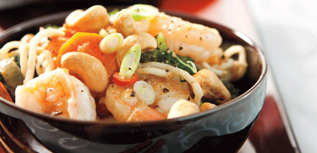 Kung Pao Shrimp and Long Noodles